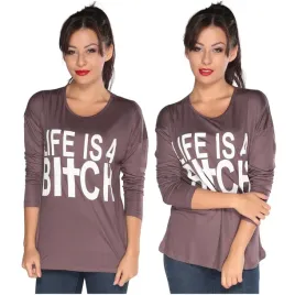 luzna-mlodziezowa-damska-bluzka-casual-napis-braz-s-36