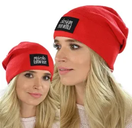 czapka-damska-beanie-wywijana-print-m7
