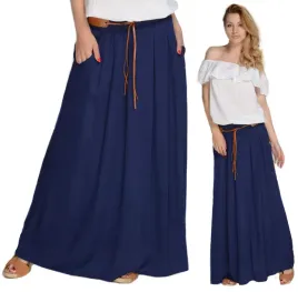 dluga-zwiewna-spodnica-boho-granat-kieszenie-sml