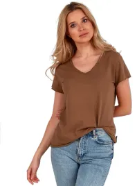 wloska-koszulka-damska-luzny-styl-v-neck-karmel
