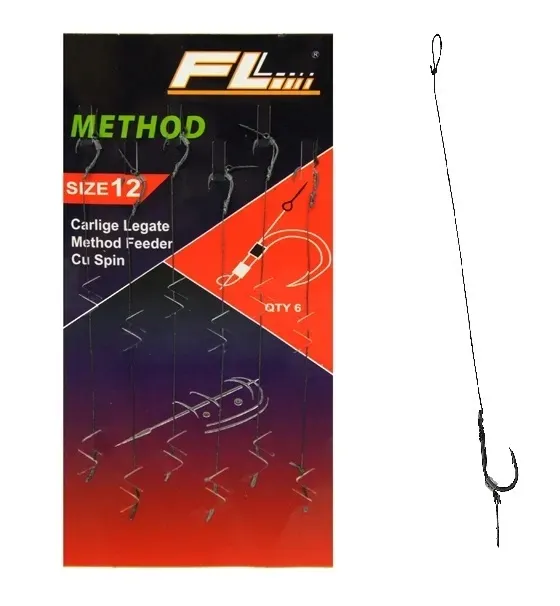 6szt HACZYKI METHOD FEEDER przypon plecionka Z WŁOSEM z igłą - 12