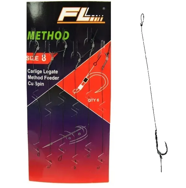 6szt HACZYKI METHOD FEEDER przypon plecionka Z WŁOSEM z igłą - 8