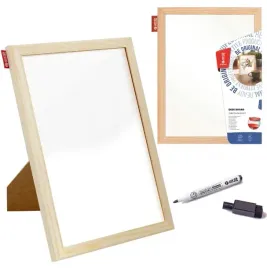 tablica-suchoscieralna-biala-30x21-na-biurko-stojaca-rama-drewniana