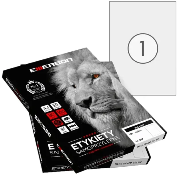 Etykiety samoprzylepne A4 EMERSON 100 ark 210X297