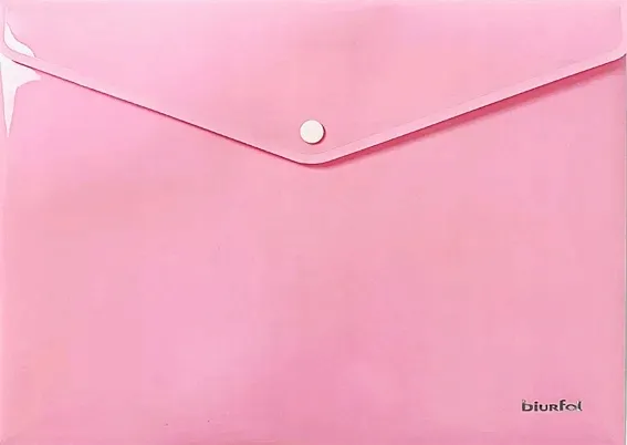 Teczka kopertowa na dokumenty A4 satyna PP BIURFOL pastel różowa