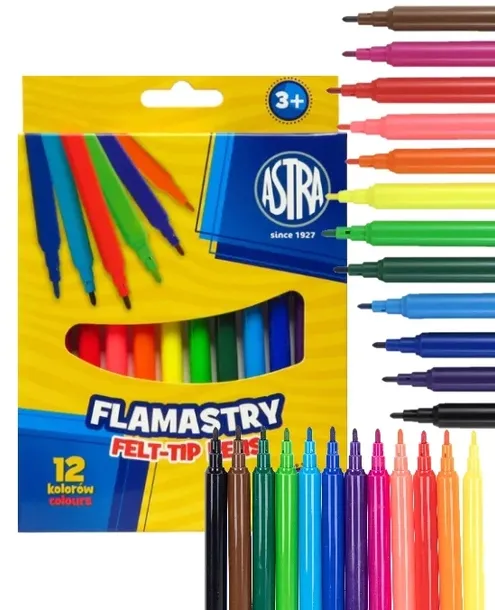 Flamastry ASTRA 12 kolorów mazaki pisaki