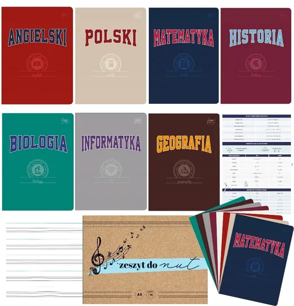 Zeszyty tematyczne ściąga przedmiot Interdruk A5 60k zestaw 8szt klasa 4-6