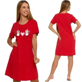 urocza-koszula-nocna-moraj-czerwona-pingwiny-z-sercem-l