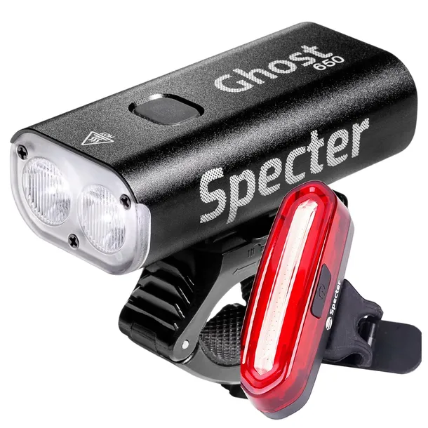 LAMPKA ROWEROWA SPECTER GHOST650 650LM USB C + TYLNA AQY 120LM ZESTAW
