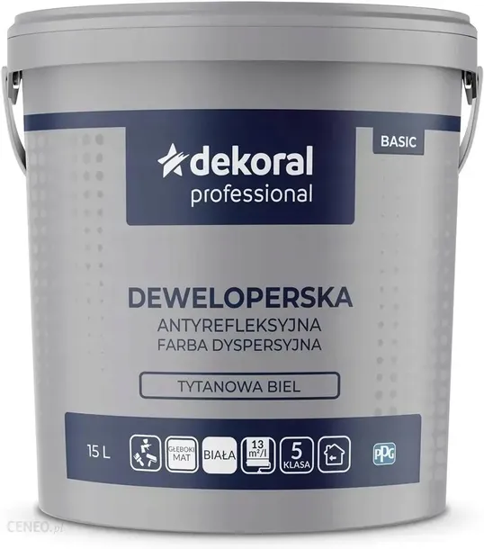 Farba Ścienna Dekoral Deweloperska Mat 15L BIAŁA
