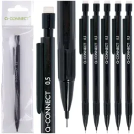olowek-automatyczny-z-gumka-0-5-mm-3-grafity-hb-czarny-q-connect-5-sztuk