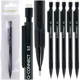 olowek-automatyczny-z-gumka-0-5-mm-3-grafity-hb-czarny-q-connect-5-sztuk