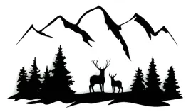 obraz-azurowy-dekoracja-scienna-3d-widok-gory-las-jelen-m-panel-34x20cm