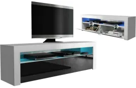 komoda-szafka-rtv-160-pod-telewizor-polka-biala-czarny-polysk-160x50x35-cm