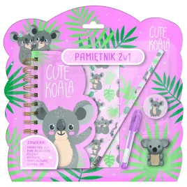 kidea-pamietnik-z-klodka-2w1-notesik-gumka-dlugopis-olowek-koala