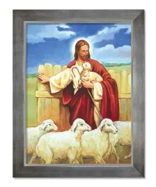 obraz-jezus-dobry-pasterz-z-barankami-rama-srebrna-20-cm-x-25-cm
