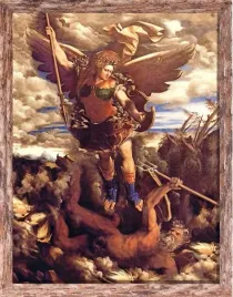 obraz-swiety-michal-archaniol-rama-brazowa-z-przetarciami-30-cm-x-40-cm