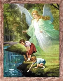 obraz-religijny-dla-dzieci-aniol-stroz-rama-brazowa-20-cm-x-25-cm