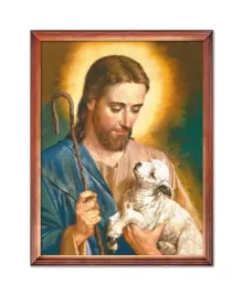 obraz-jezus-chrystus-dobry-pasterz-rama-brazowa-50-cm-x-70-cm