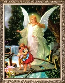obraz-religijny-dla-dzieci-aniol-stroz-rama-z-ornamentem-20-cm-x-25-cm