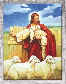 obraz-jezus-dobry-pasterz-z-barankami-rama-szara-50-cm-x-70-cm