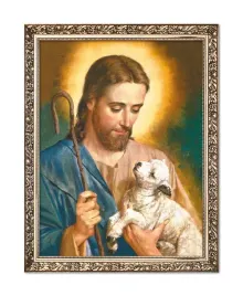 obraz-jezus-chrystus-dobry-pasterz-rama-z-ornamentem-30-cm-x-40-cm
