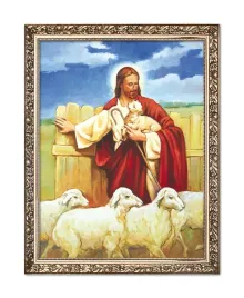 obraz-jezus-dobry-pasterz-z-barankami-rama-z-ornamentem-20-cm-x-25-cm