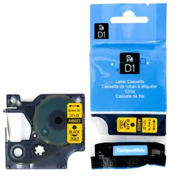 tasma-do-dymo-d1-45023-12mm-zlota-czarny-nadruk