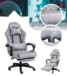 fotel-gamingowy-zamszowy-szary-z-podnozkiem-z-czarna-rama-ergonomiczny-nowo