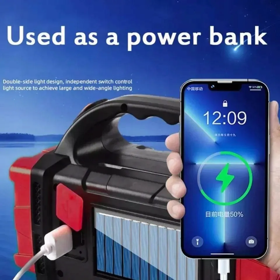 latarka-reflektor-szperacz-led-solar-powerbank-stan-nowy