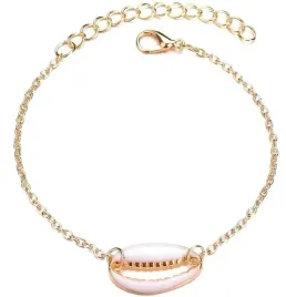 bransoletka-lancuch-muszla-biala-muszelka-shell