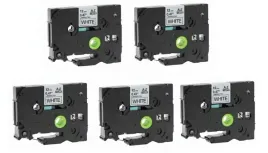 5x-tasma-do-brother-tze-231-12mm-8m-biala-tasma-czarny-napis