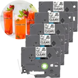 5x-tasma-do-brother-tze-131-12mm-przezroczysta-zestaw-samoprzylepna-p-touch