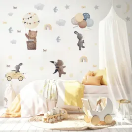 naklejki-dla-dzieci-zwierzeta-styl-boho-ksiezyce-gwiazdy-balony-zestaw