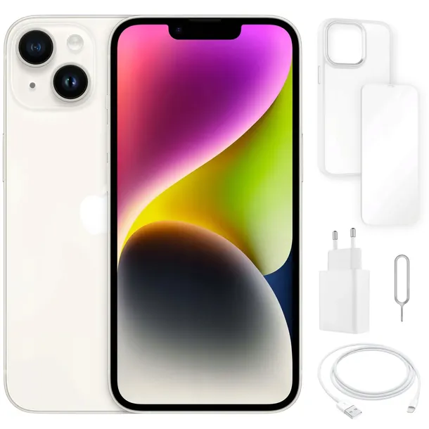 APPLE IPHONE 14 128 GB | STAN A+ | GRATISY | WHITE / BIAŁY | SIM + eSIM