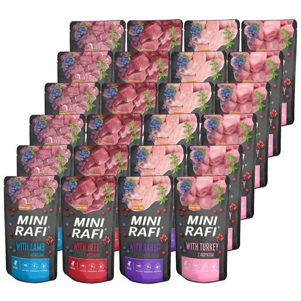 DOLINA NOTECI RAFI MINI MIX SMAKÓW KARMA MOKRA 40 X 150G