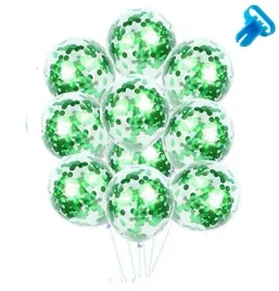 balony-zielone-konfetti-transparentne-urodziny-wesele-impreza-dekoracja