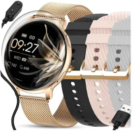 Zdjęcie produktu SMARTWATCH ZEGAREK DAMSKI POLSKIE MENU ROZMOWY WIADOMOŚCI 4 PASKI