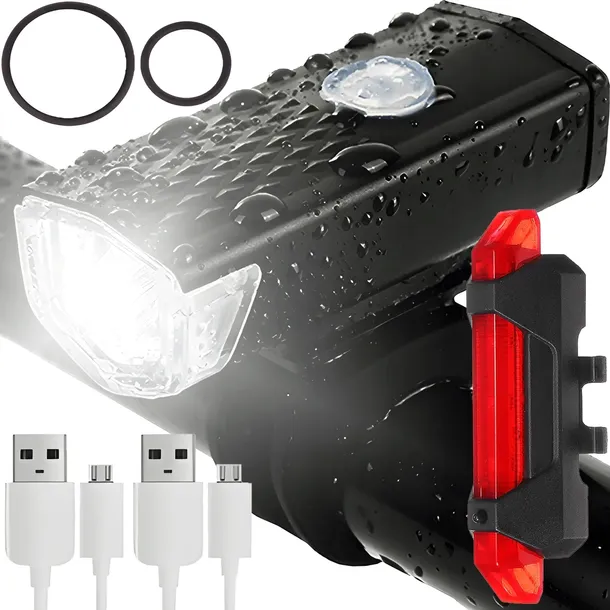 Mocna Lampka ROWEROWA Światło LED Przód Tył Latarka Na ROWER Kierownicę USB