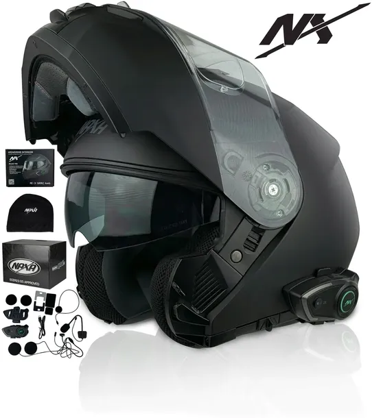 NAXA KASK MOTOCYKLOWY SZCZĘKOWY FO4 r.S + PINLOCK INTERKOM W ZESTAWIE
