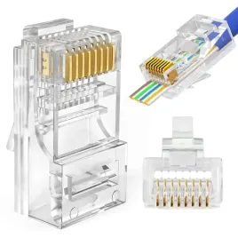 100-x-wtyki-zlacza-koncowki-przelotowe-kat-5e-rj45-8p8c-5e-rj-45-100-sztuk