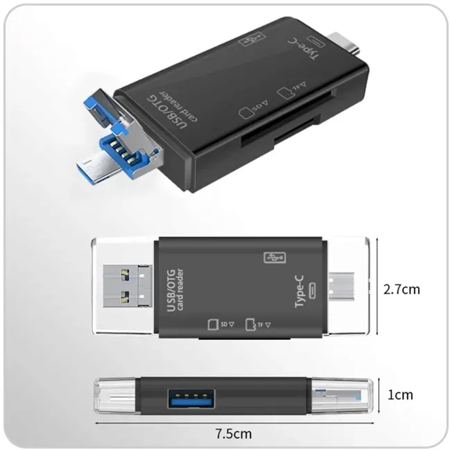czytnik-kart-sd-5w1-pendrive-micro-usb-usb-c-otg-stan-nowy
