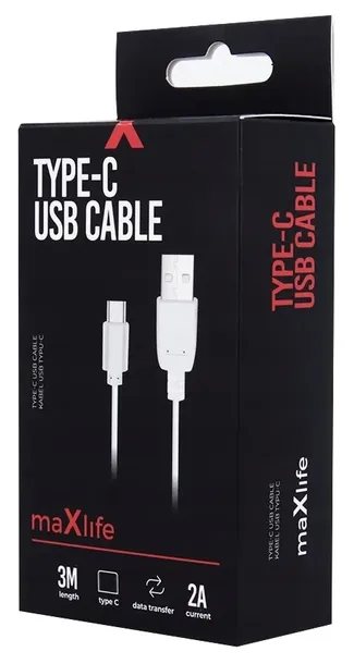 szybki-kabel-usb-typ-c-2a-3m-fast-charge-maxlife-stan-nowy