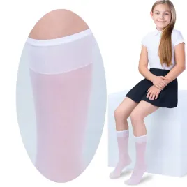 2-pary-eleganckie-dziewczece-bezuciskowe-podkolanowki-biale-gladkie