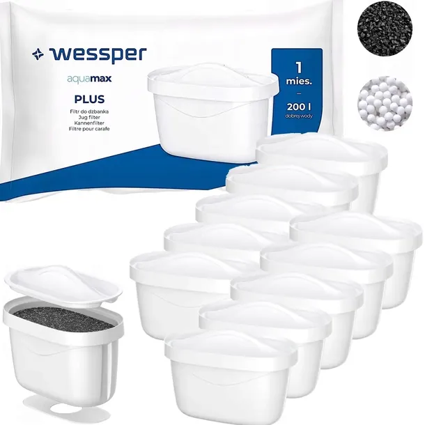10x FILTR WESSPER AQUAMAX PLUS AQUA MAX Plus do WODY do DZBANKA BRITA DAFI