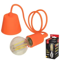 lampa-wiszaca-kabel-loft-e27-1m-pomaranczowy-zarowka-led-e27-8w-4000k