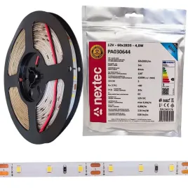 tasma-led-pasek-12v-5m-48w-m-528lm-m-6200k-barwa-zimna-ip63-odporna-nextec