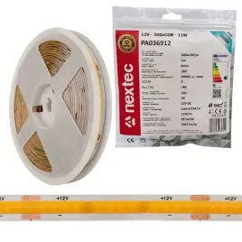 tasma-led-cob-12v-pasek-5m-11w-m-1045lm-m-6000k-barwa-zimna-ip20-nextec