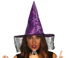 kapelusz-czarownicy-czarownica-fioletowy-z-welonem-pajeczyna-halloween
