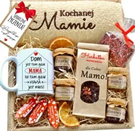 super-mama-tata-prezent-miod-sok-recznik-kubek-box